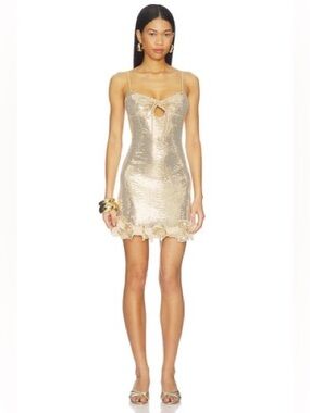 Aniye Records 
Mellory Slip Dress in Gold